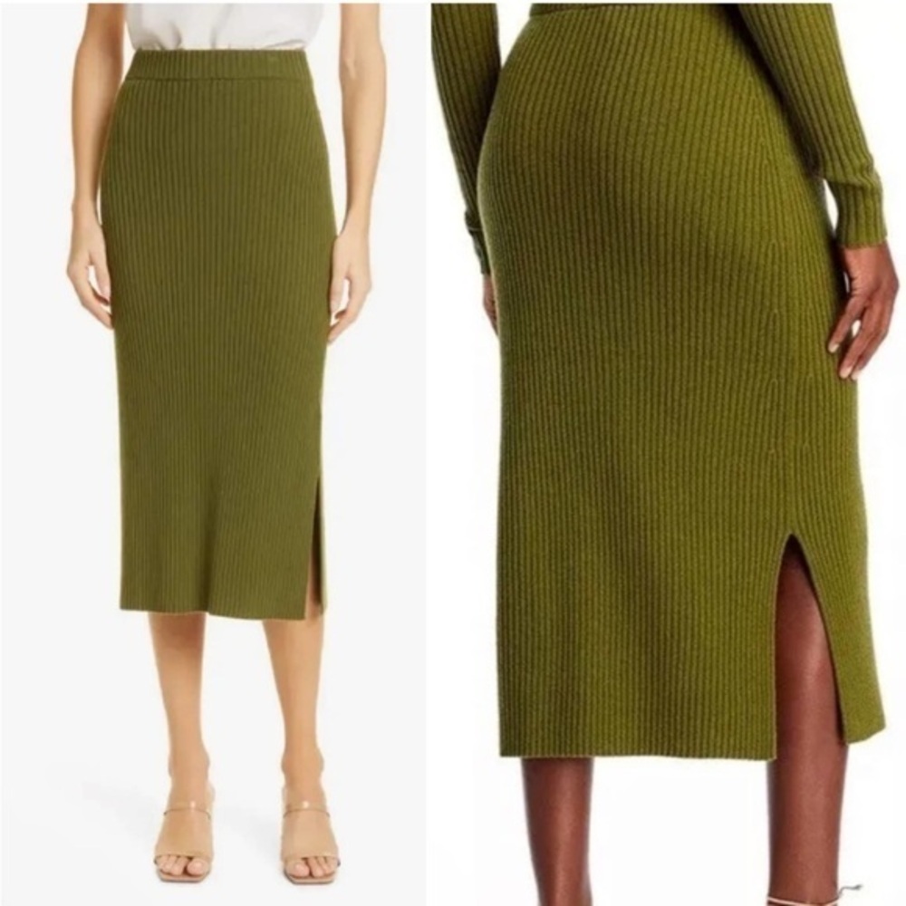 BOSS by Hugo Boss Skirt Fadelina Midi Ribbed in Green